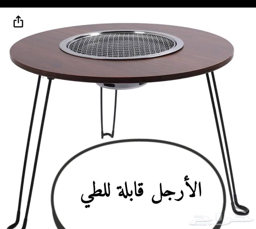 طاولة وشواية قابلة للطي لون واحد بني الكمية محدودة63325773715202112