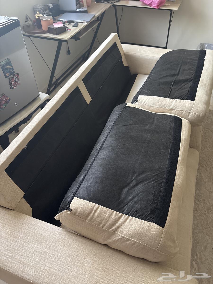 Two small beige sofas63325734283522111