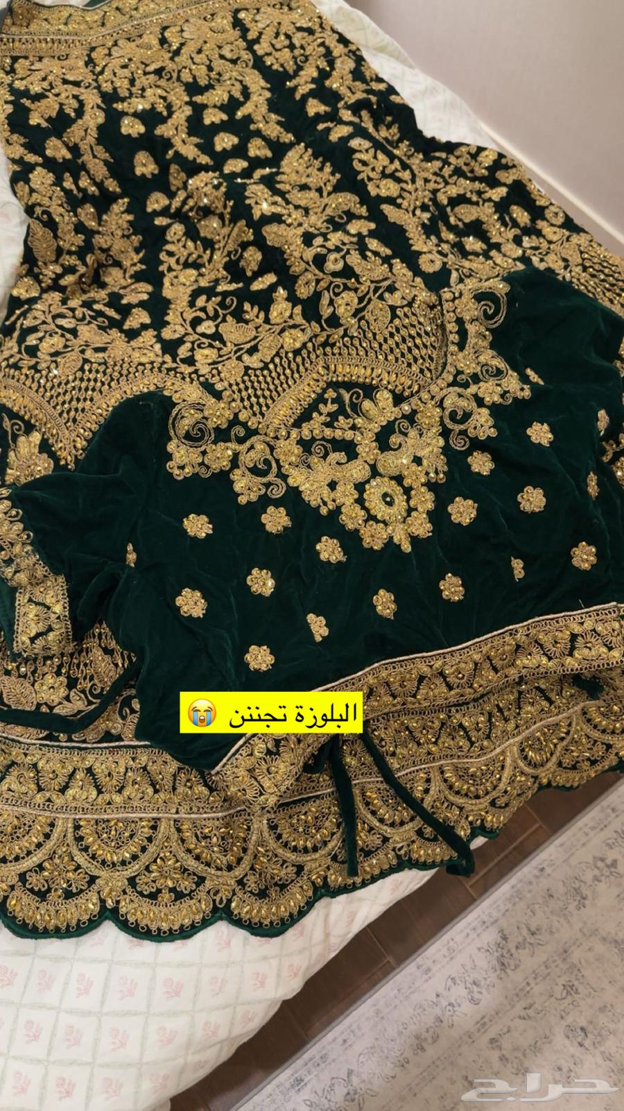 لبس هندي جديد لونه زيتي على اخضر جدييد63616787233539111