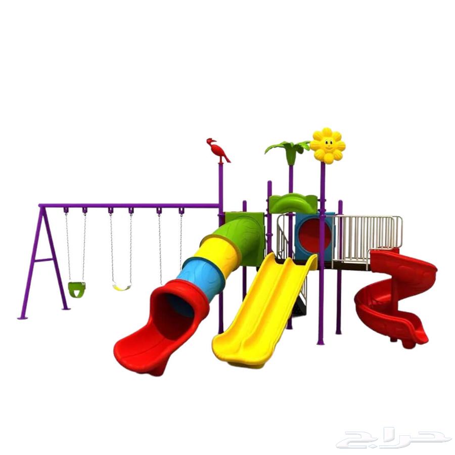Outdoor children's play center with a slide and 3 swings63205080878083112