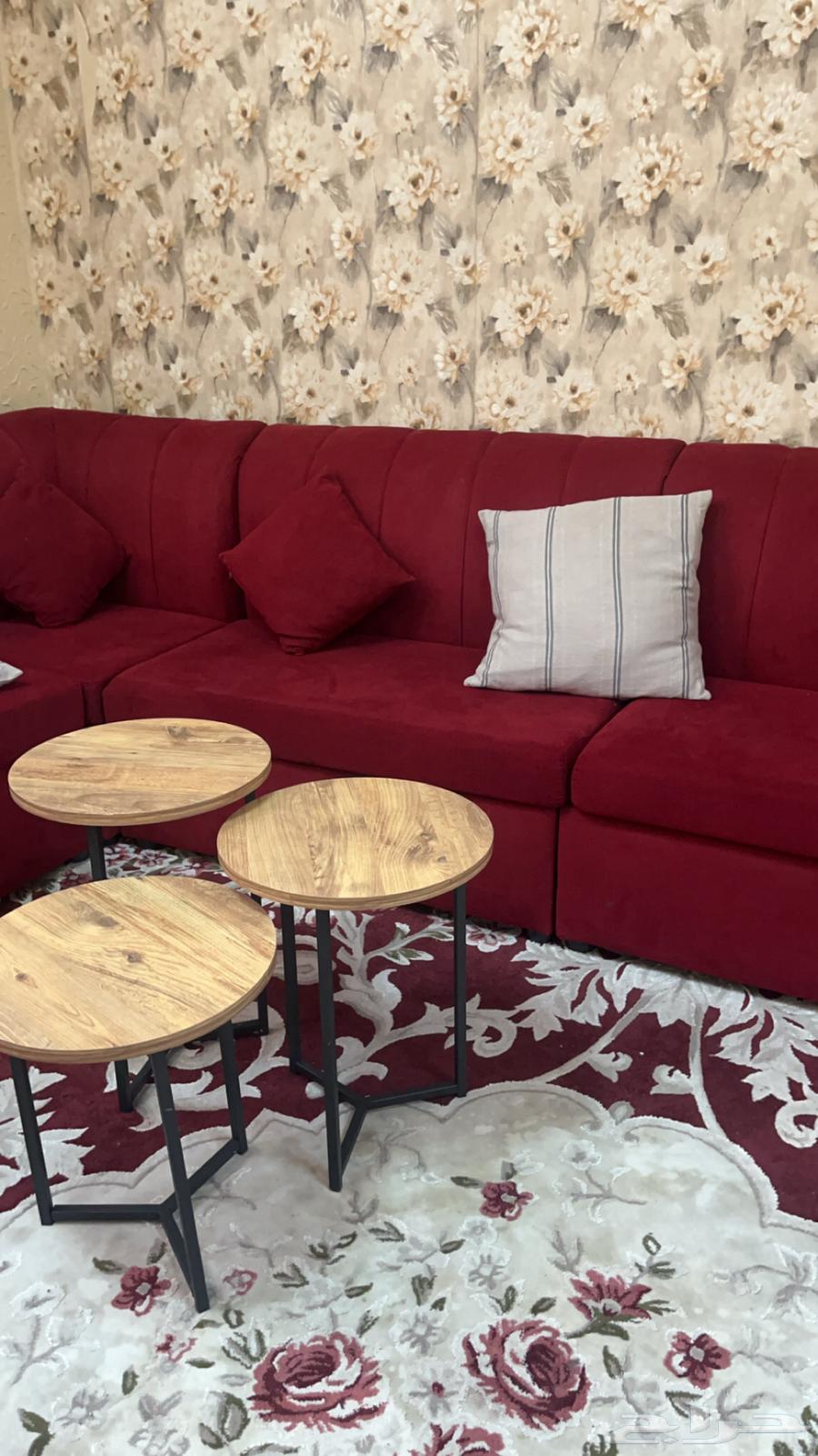 Large 6x5 Turkish carpet, burgundy L-shaped sofa63196387392897111