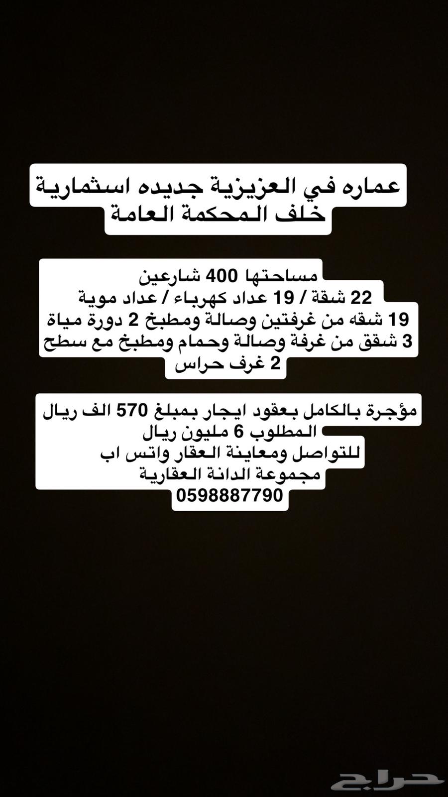 For sale: A new building in Al-Azizia, behind the general court628853187892491124