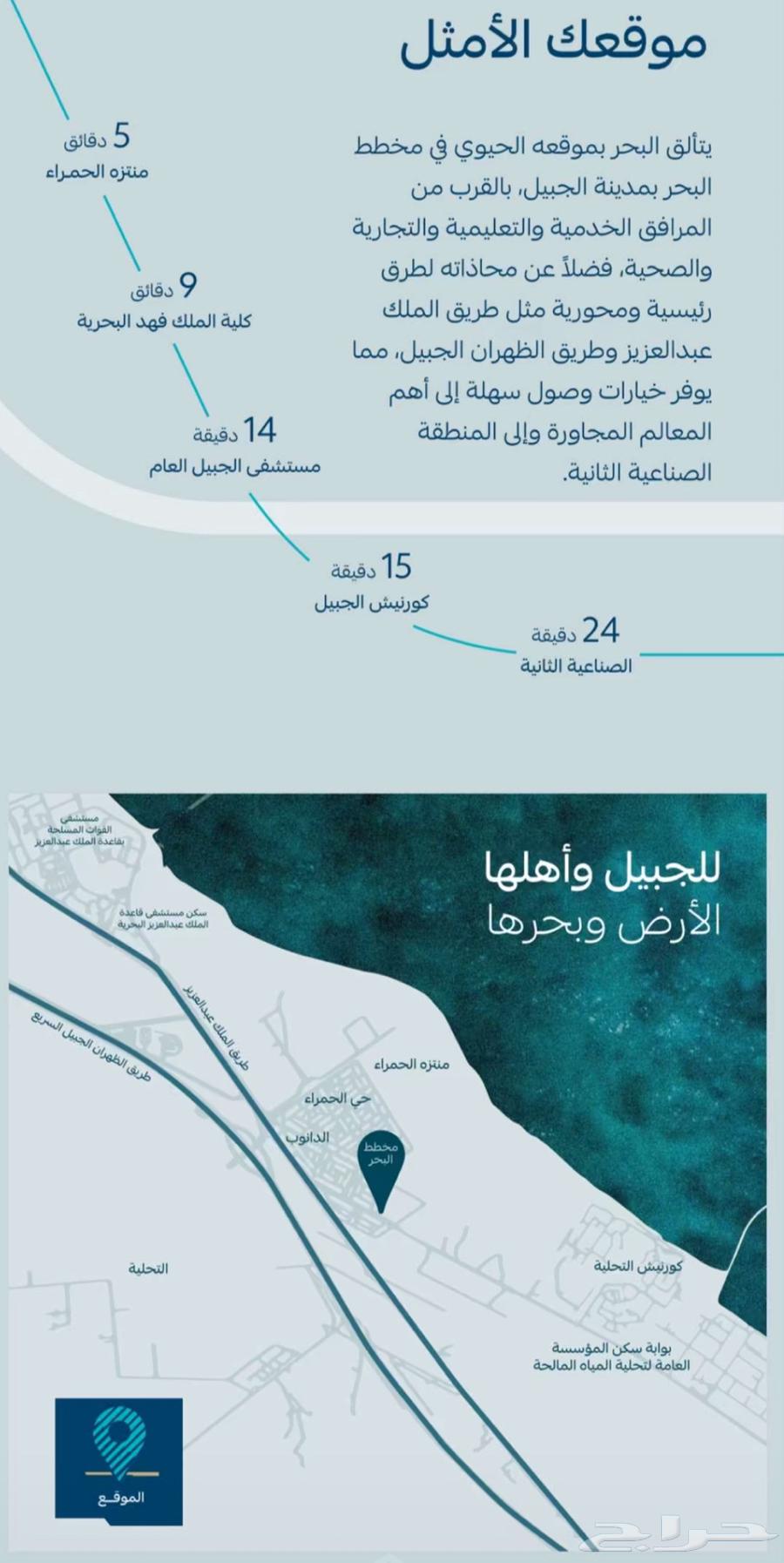 اراضي للبيع في مخطط البحر الجبيل بالقرب من الحمراء63015211715457114