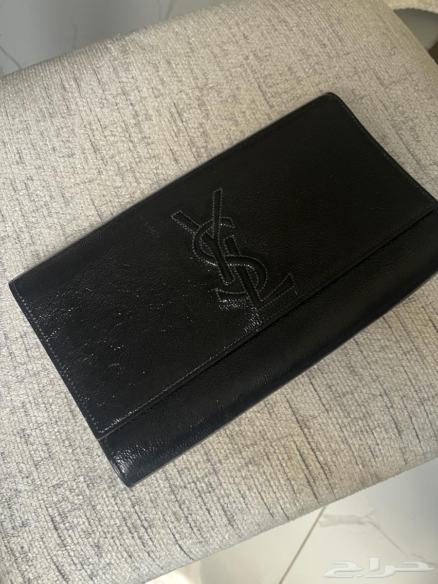 شنطة كلاتش جلد اسود من YSL اصلية631696756171551124