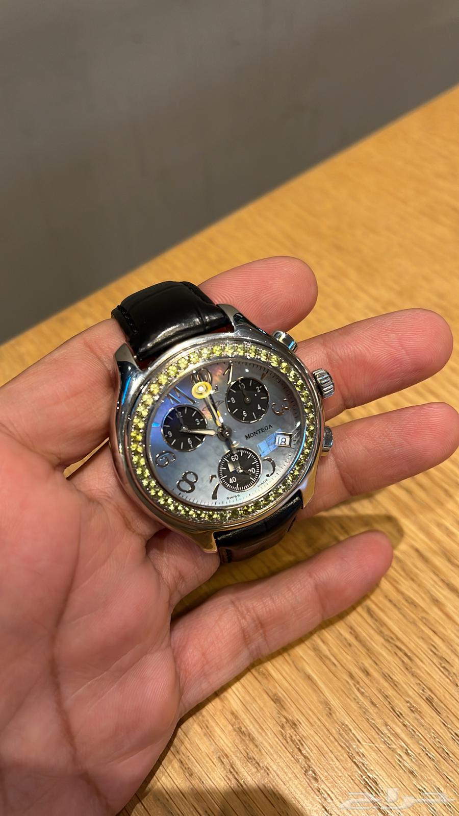 Montiga men's chronograph watch with gemstone bezel63167779640195114