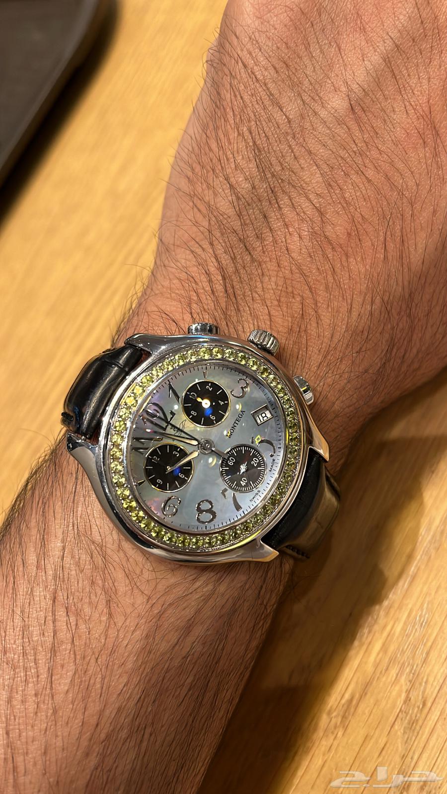 Montiga men's chronograph watch with gemstone bezel63167779640195111