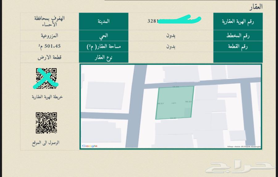 للبيع قطعة ارض بحي المزروعيه على السوم63014742496387112