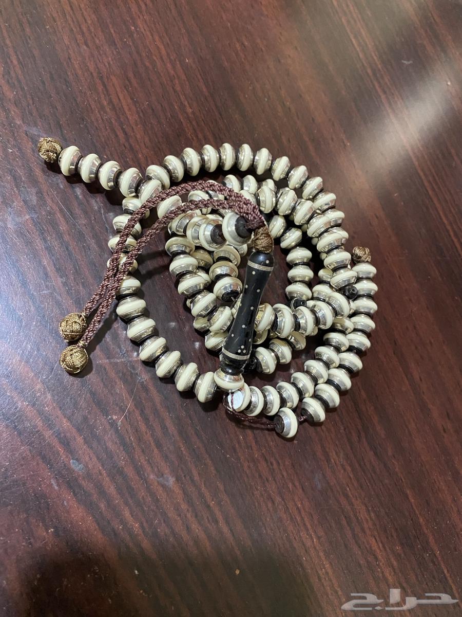 Luxury ivory and silver inlaid wooden prayer beads63171510780931111