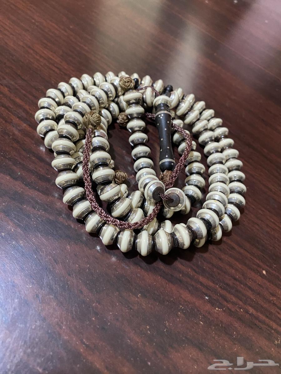 Luxury ivory and silver inlaid wooden prayer beads63171510780931113