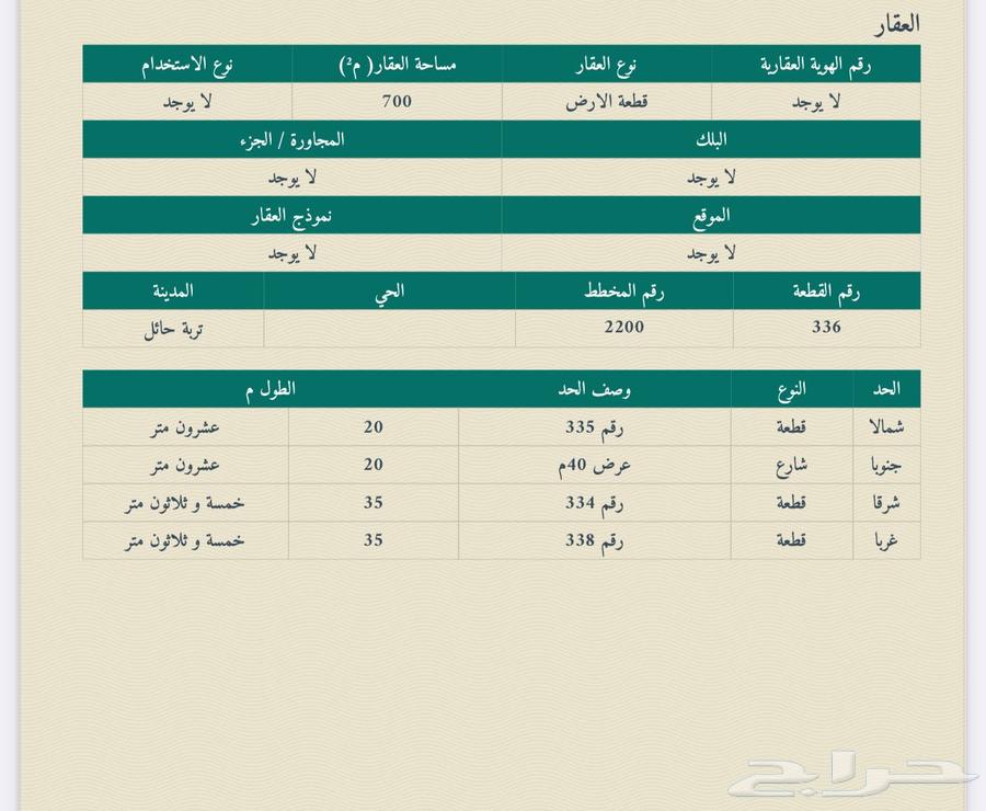 ارض تجاريه تربه حايل 85 الف صافي630156736727051110