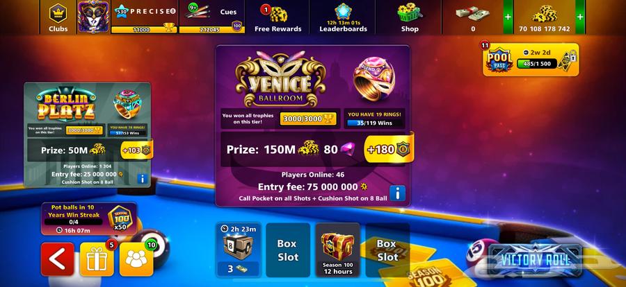 8 Ball Pool account sale billiards63102325368195112