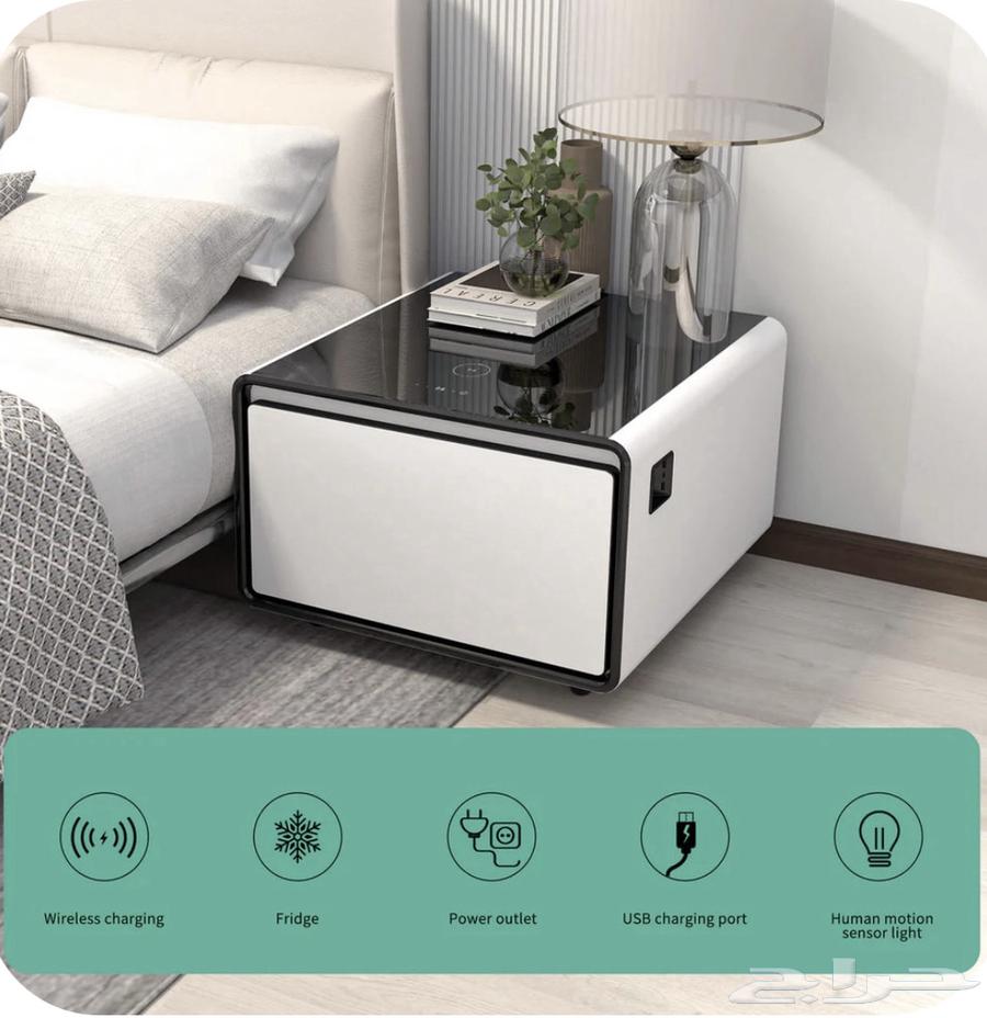 Bedroom table or living room with a modern refrigerator63092622138881111