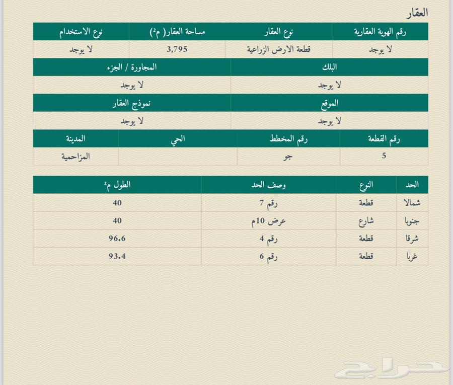 ارض مخطط جو المزاحمية62931689967363111