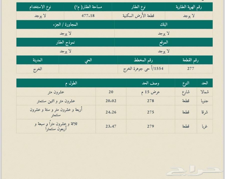 للبيع أرض الخرج حي الجوهرة63015674246657115