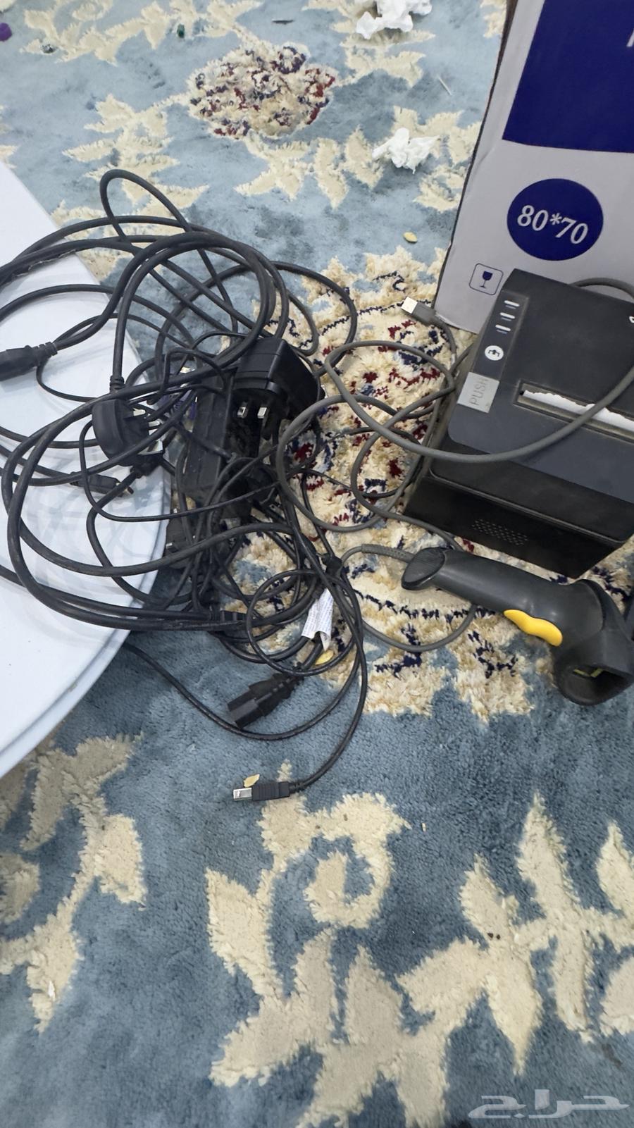 جهاز كمبيوتر مكتبي مع ملحقاته وطابعة فواتير وقارئ باركود63089573079810113