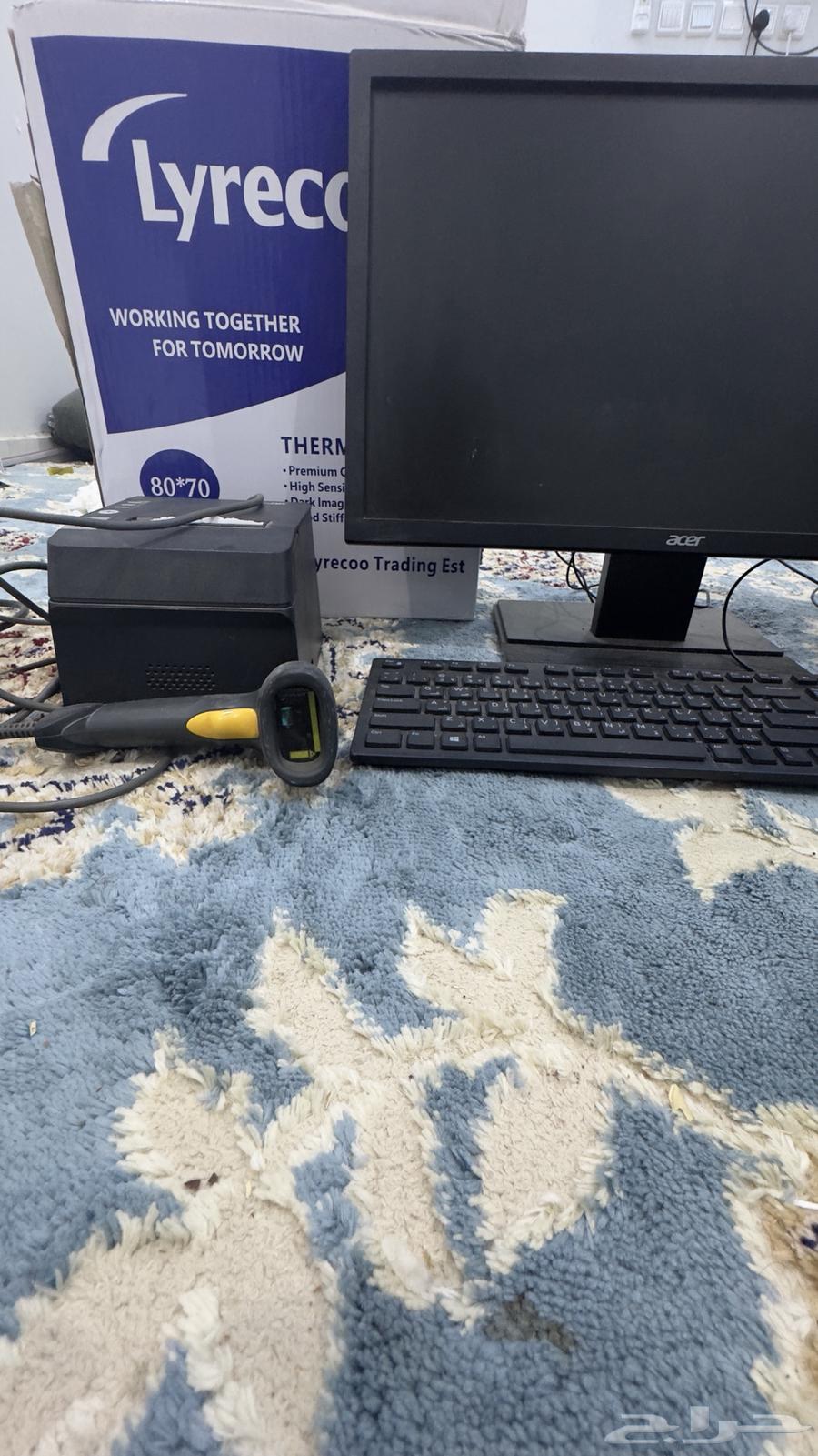 جهاز كمبيوتر مكتبي مع ملحقاته وطابعة فواتير وقارئ باركود63089573079810111