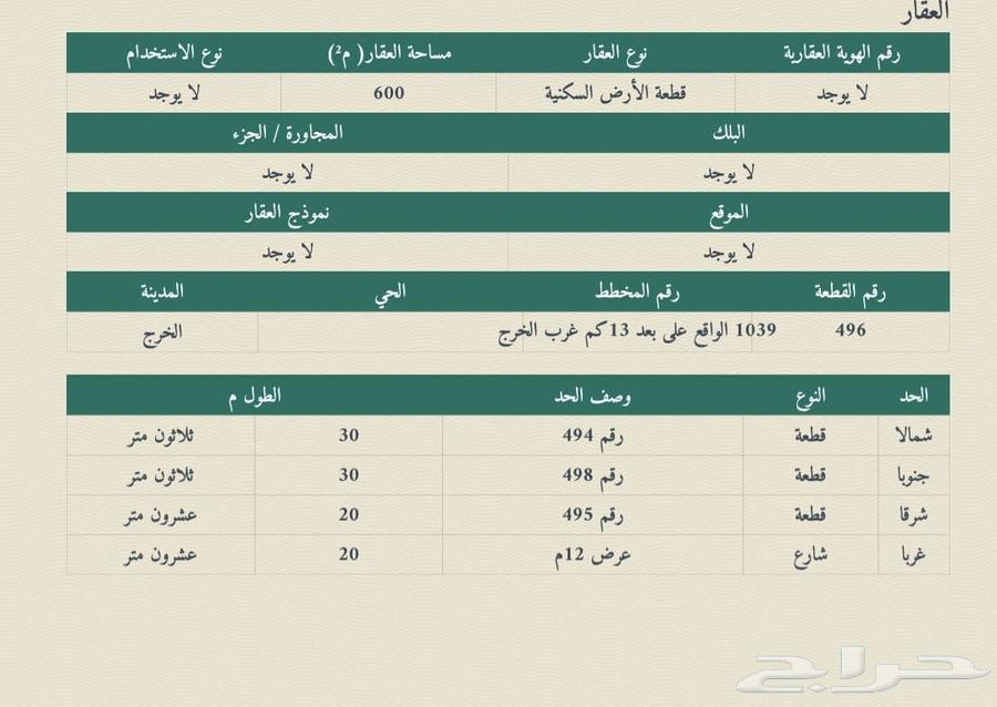 للبيع ارض الخرج حي الاخوين63015674557441113