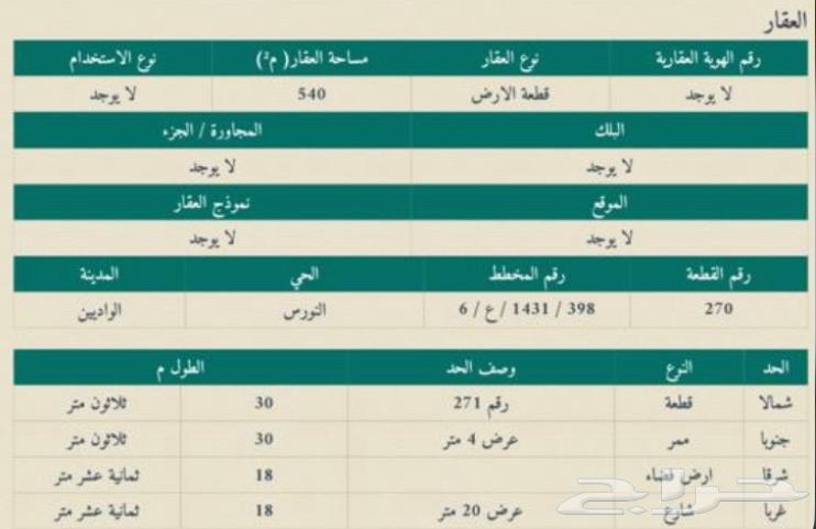 أرض للبيع في الواديين   حي النورس   500 ألف ريال فقط62931691213954112