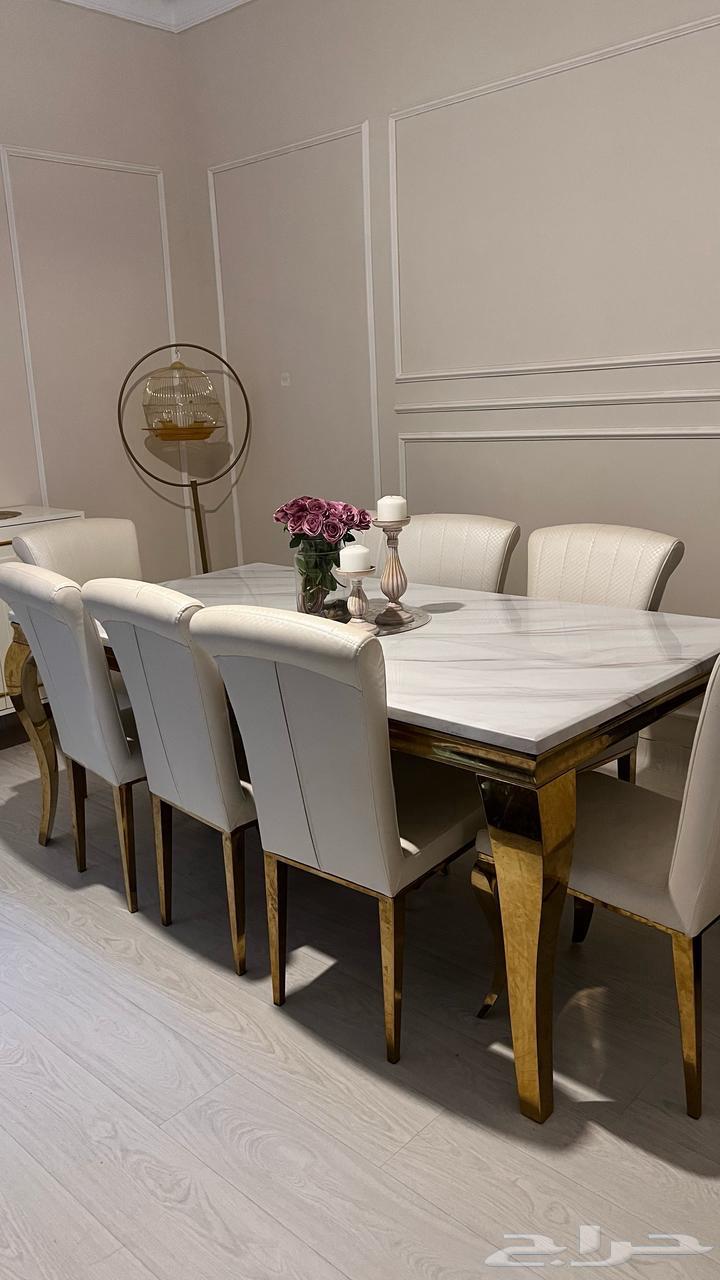 Dining table with 8 chairs, marble630758290140191128