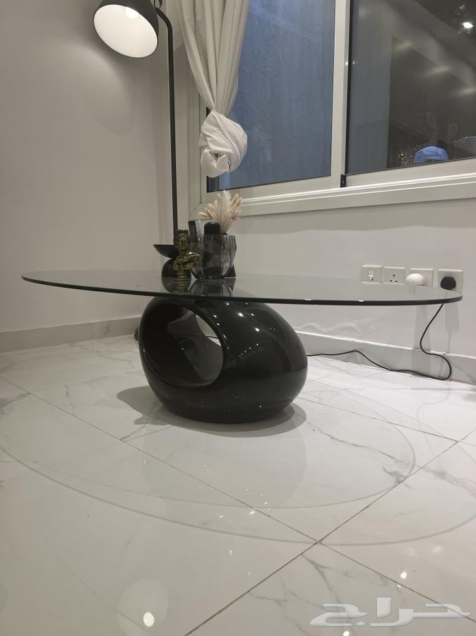 Modern black coffee table, transparent glass guest table63302510280834112