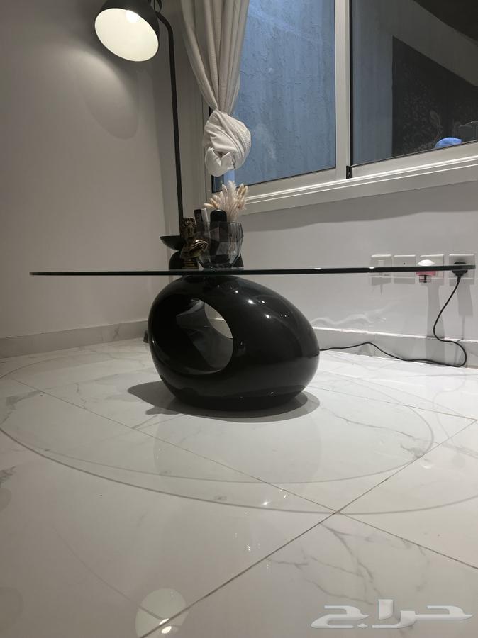 Modern black coffee table, transparent glass guest table63302510280834113