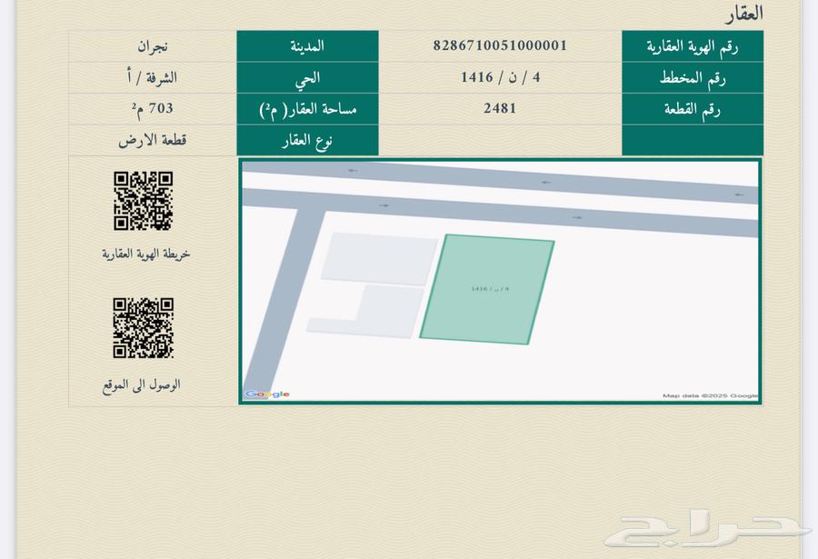 ارض سكني للبيع 703630133840158751112