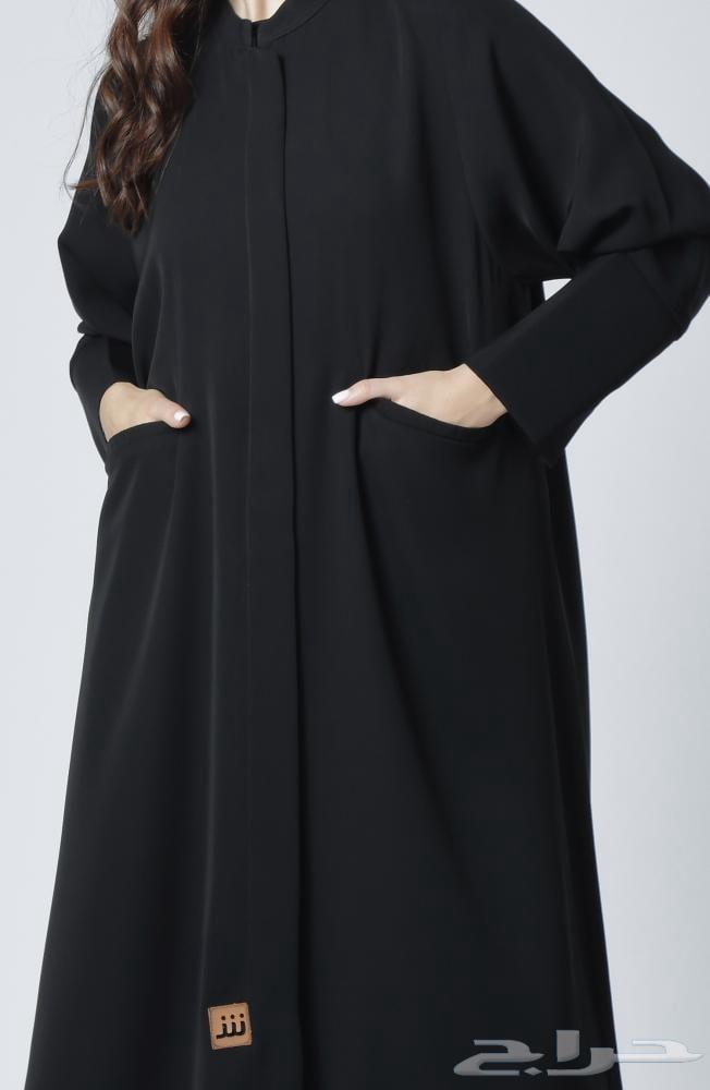 عبايه كلوش سوداء بسحاب وجيوب63044555392515112