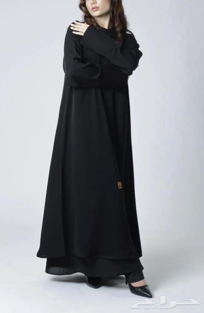عبايه كلوش سوداء بسحاب وجيوب63044555392515114