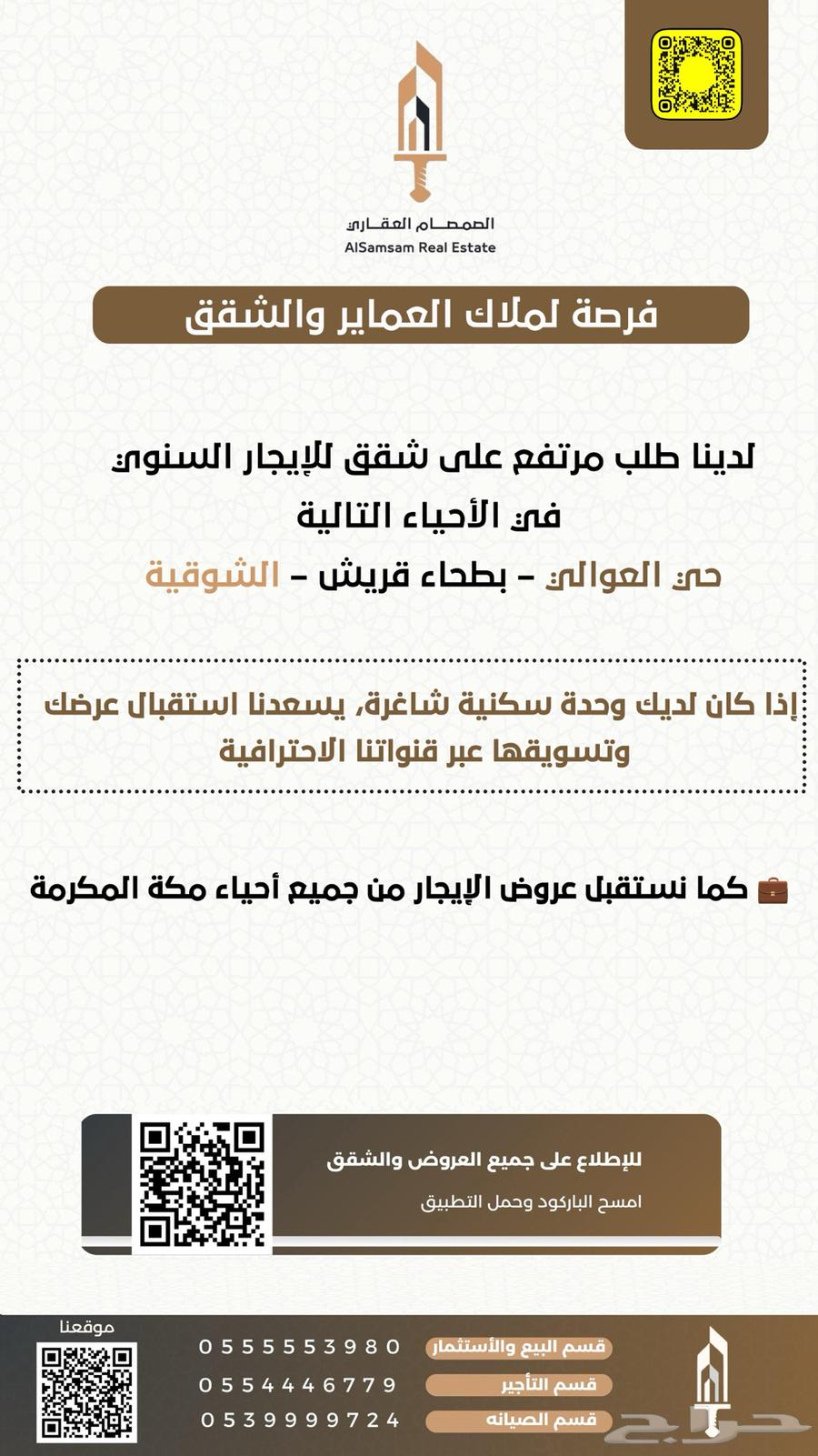 شقة روف للإيجار السنوي حي العزيزية مكة المكرمة63011591968002111