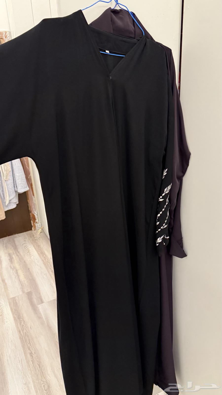 Black abaya with silver embroidery, size 5863422506706177111