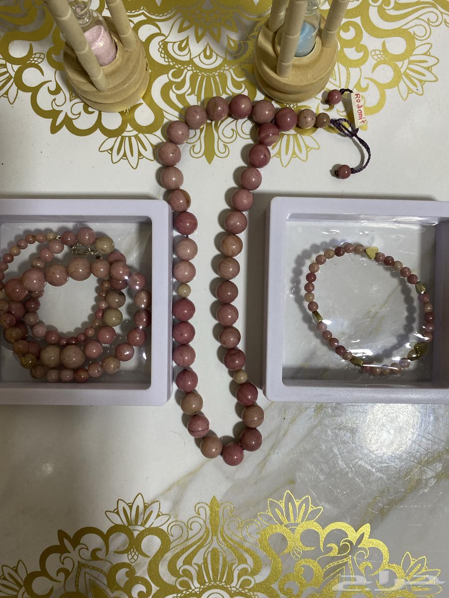 مسبحه وسوار و قلادة حجر كريم رودينيت Rhodonite63367002142082114