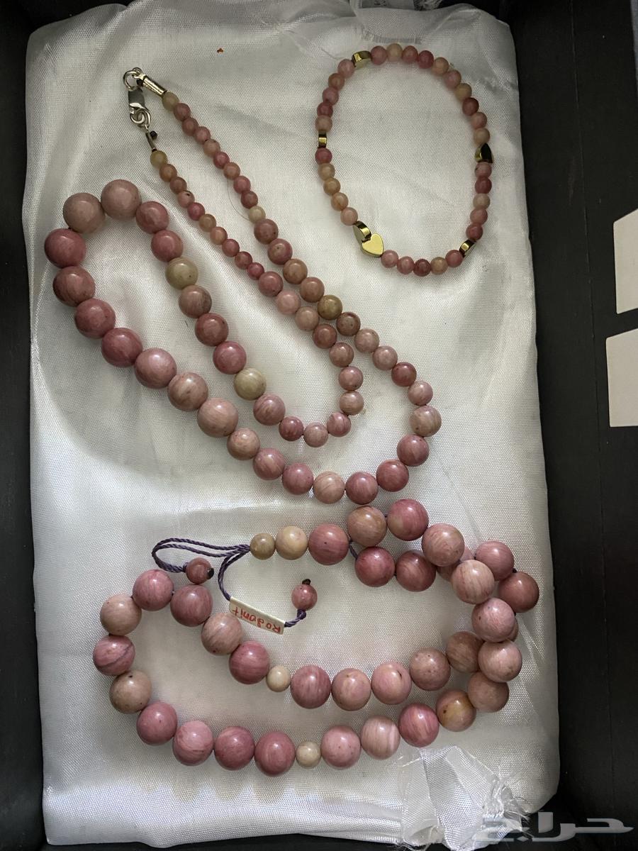 مسبحه وسوار و قلادة حجر كريم رودينيت Rhodonite633670021420821116