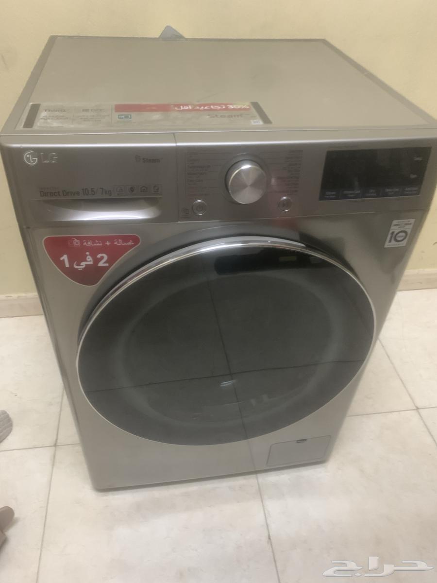 غسالةونشافةLGاتوماتيك10 5كيلو بخار تجفيف100 ستيل واي فاي63402895439234111