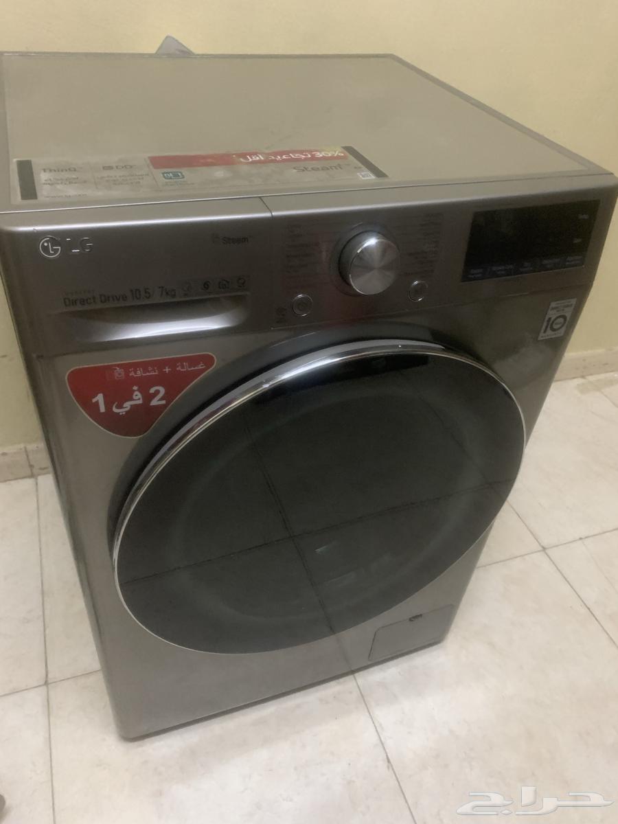 غسالةونشافةLGاتوماتيك10 5كيلو بخار تجفيف100 ستيل واي فاي63402895439234114