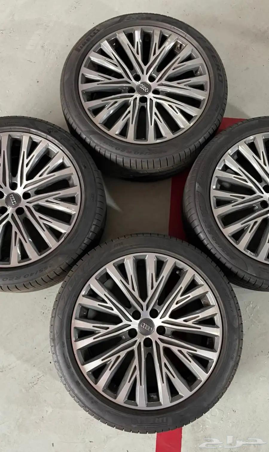 جنوط اودي مقاس A8L 20 بكفرات بريلي جديده واصليه63404076473729111
