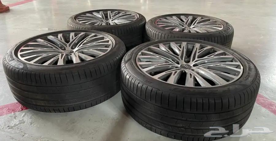 جنوط اودي مقاس A8L 20 بكفرات بريلي جديده واصليه63404076473729113
