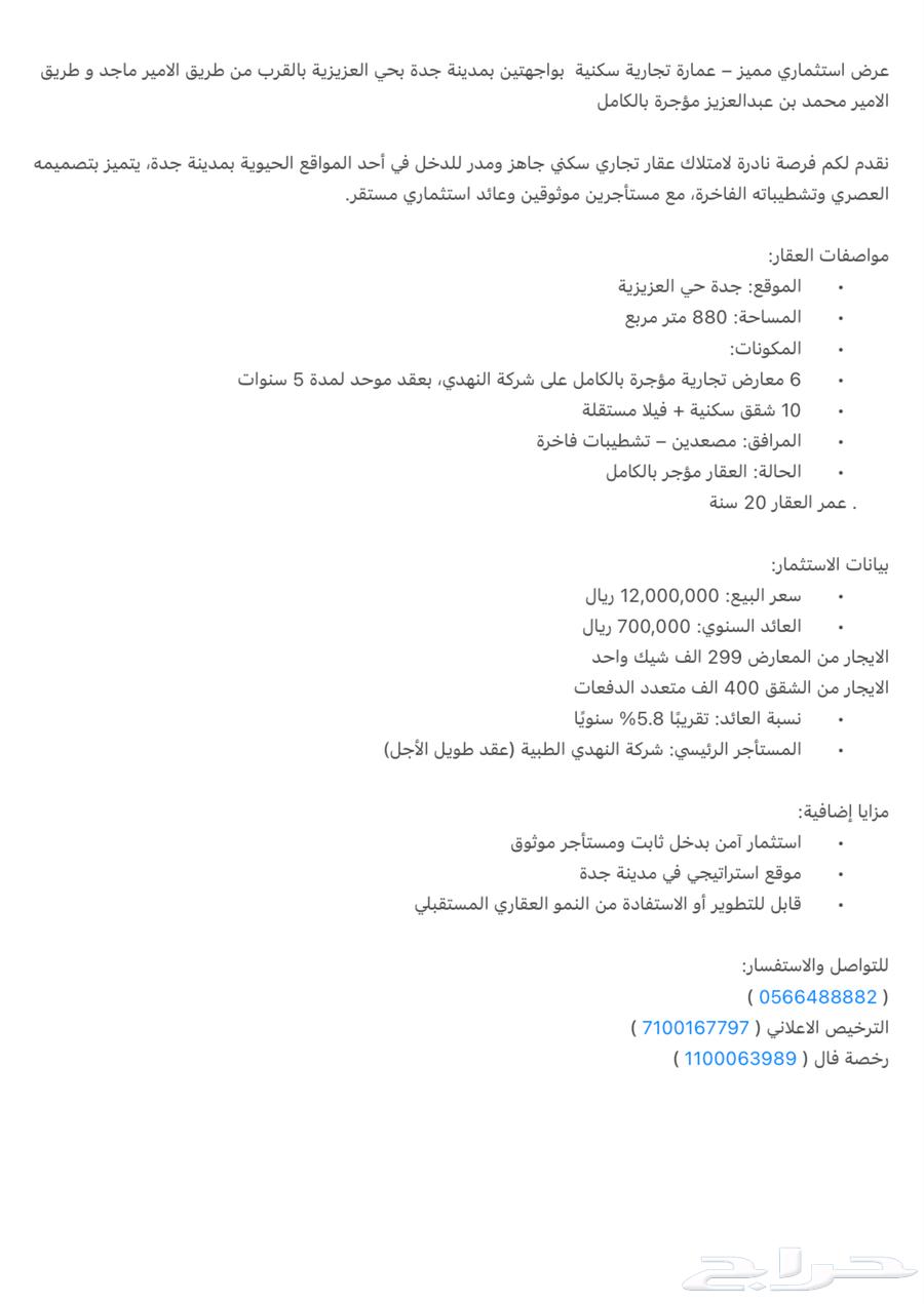 عمارة تجارية سكنية63012958789251114