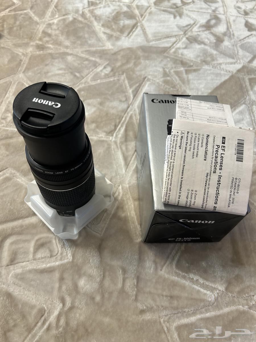 عدسة كانون 75-300mm شبه جديدة بالكرتون - استخدام مرة وحدة63382256327171111