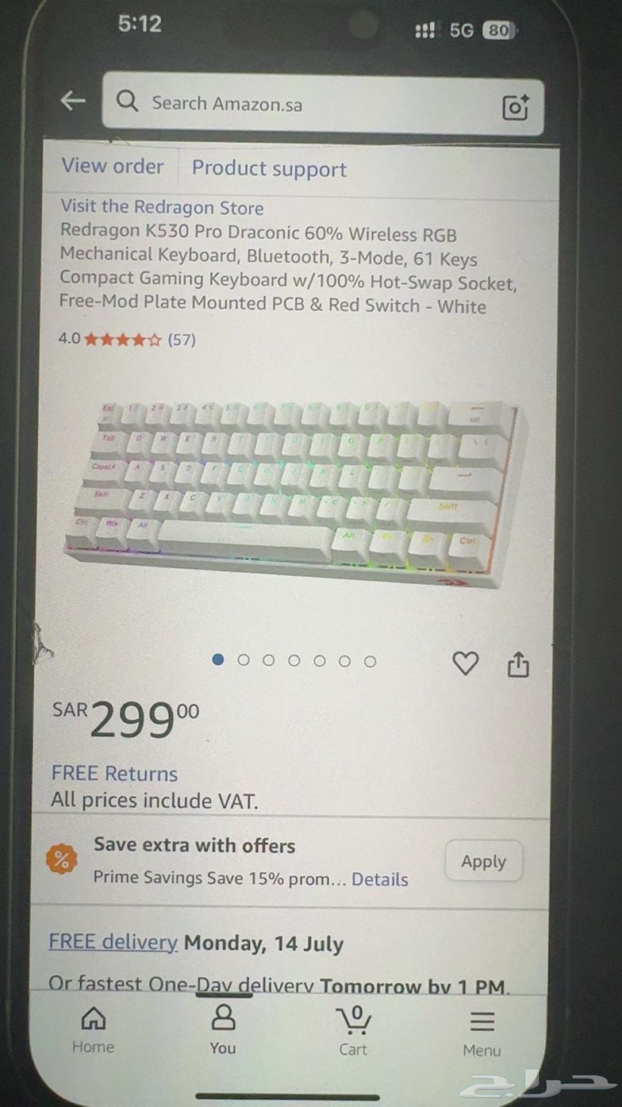 Redragon White Keyboard K530 Pro 60% Brown Switch and White Glorious Model O Mouse63622794234882113