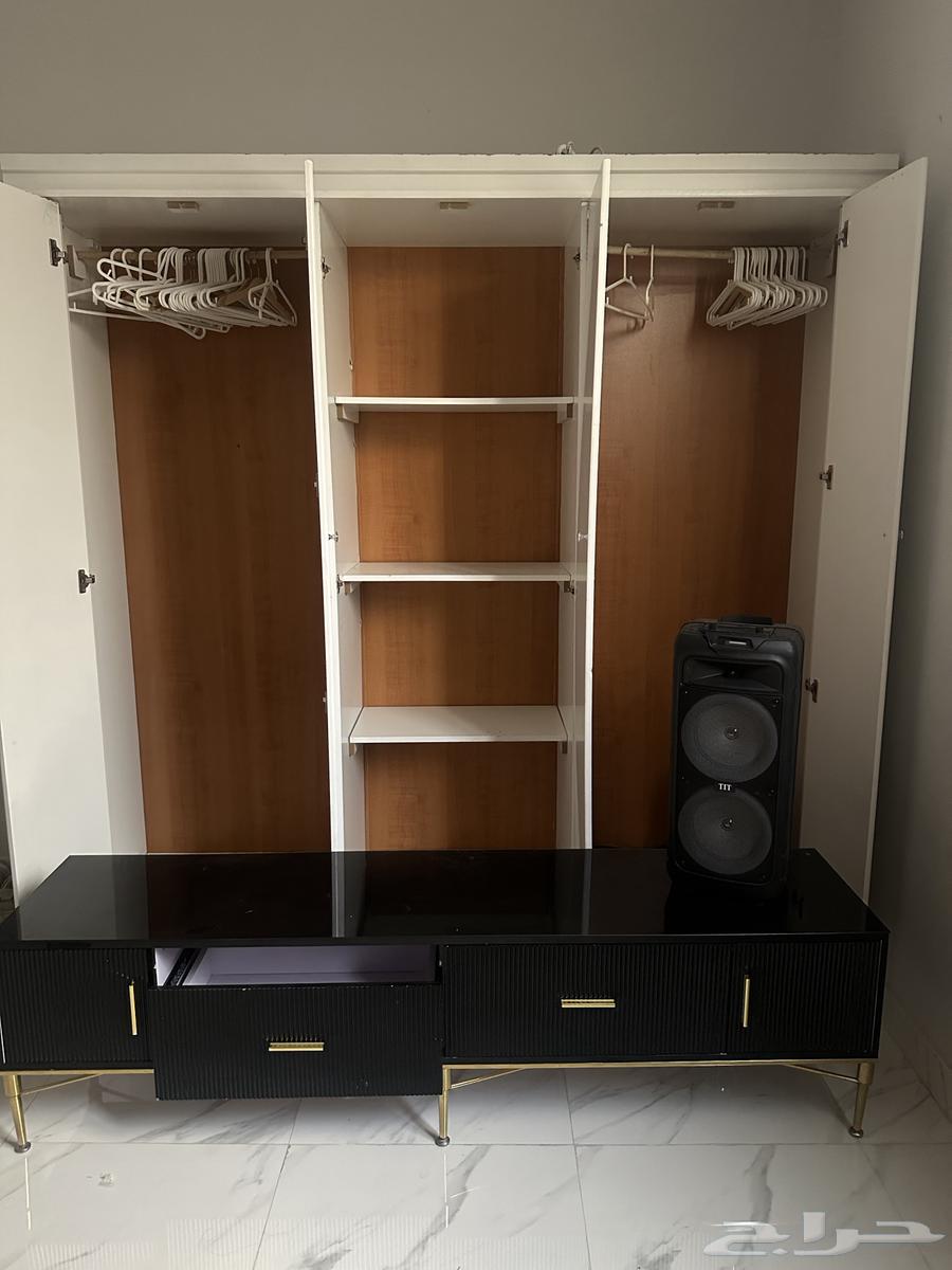 TV table, cabinet, and speakers for sale63655622774659110