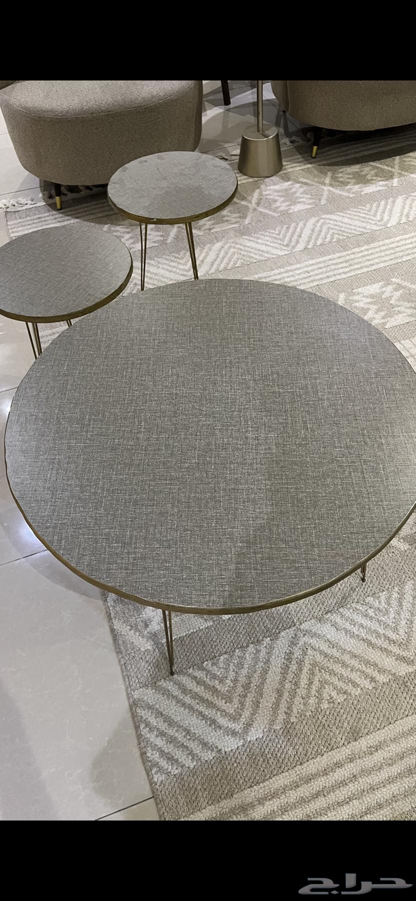 Large table, gray color with golden edges63655708241154110