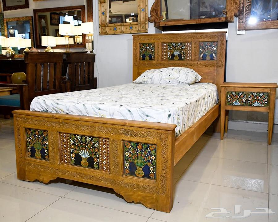 سرير مفرد خشب طبيعي - شغل يدوي فاخر63667539262210112
