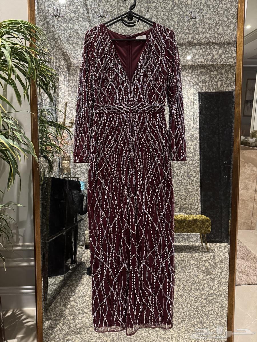 Burgundy Beaded Evening Dress63667694340865110