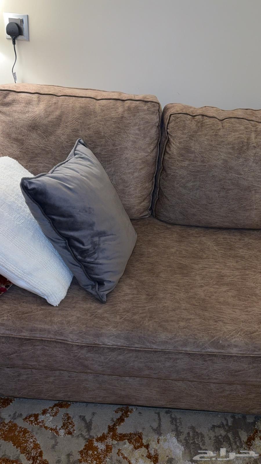 Sofa for sale with side tables for 2000 SAR, reason for sale is moving63671826727171112