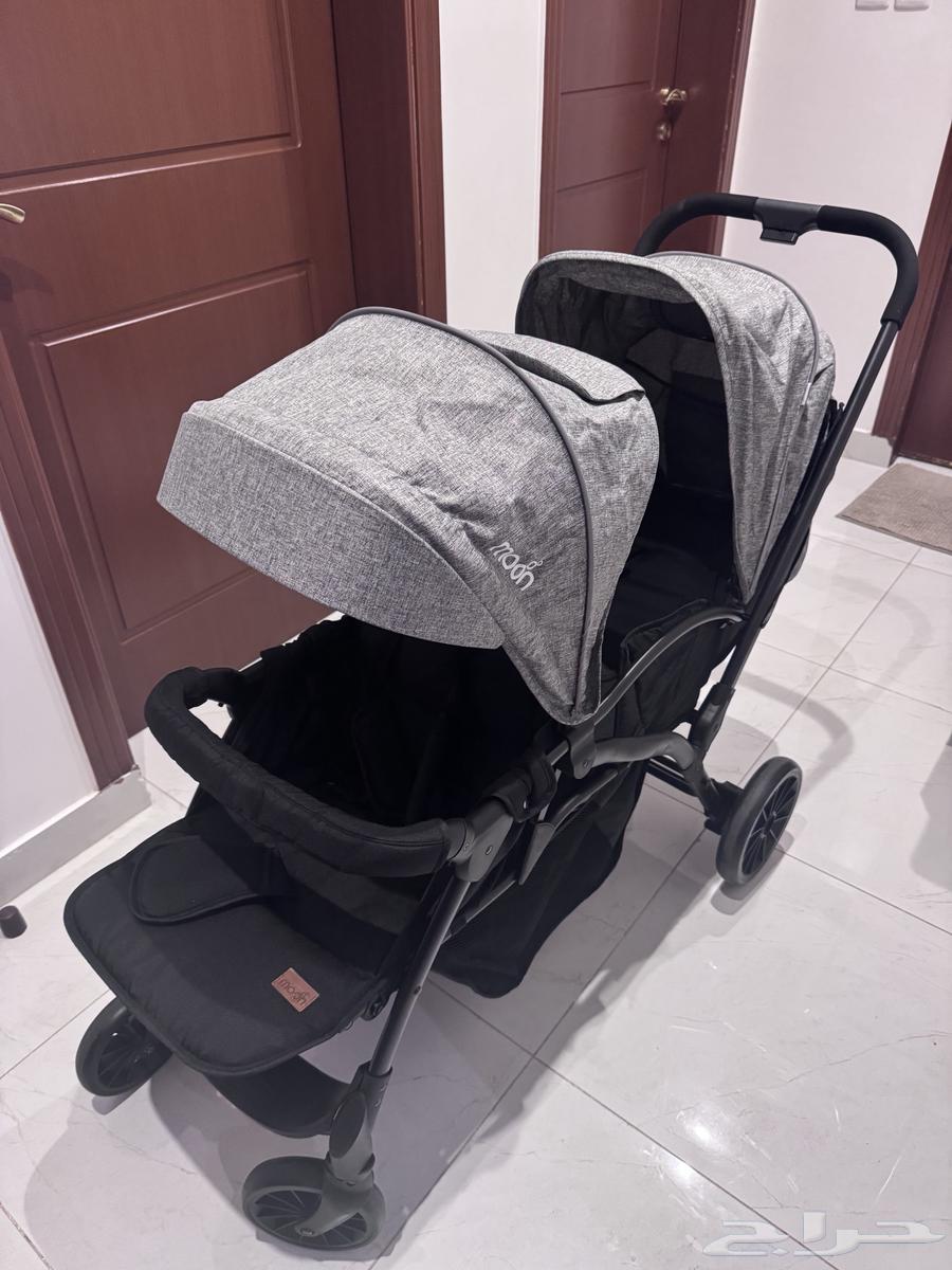 عربة اطفال مزدوجة (رمادي-اسود)63674985319425112