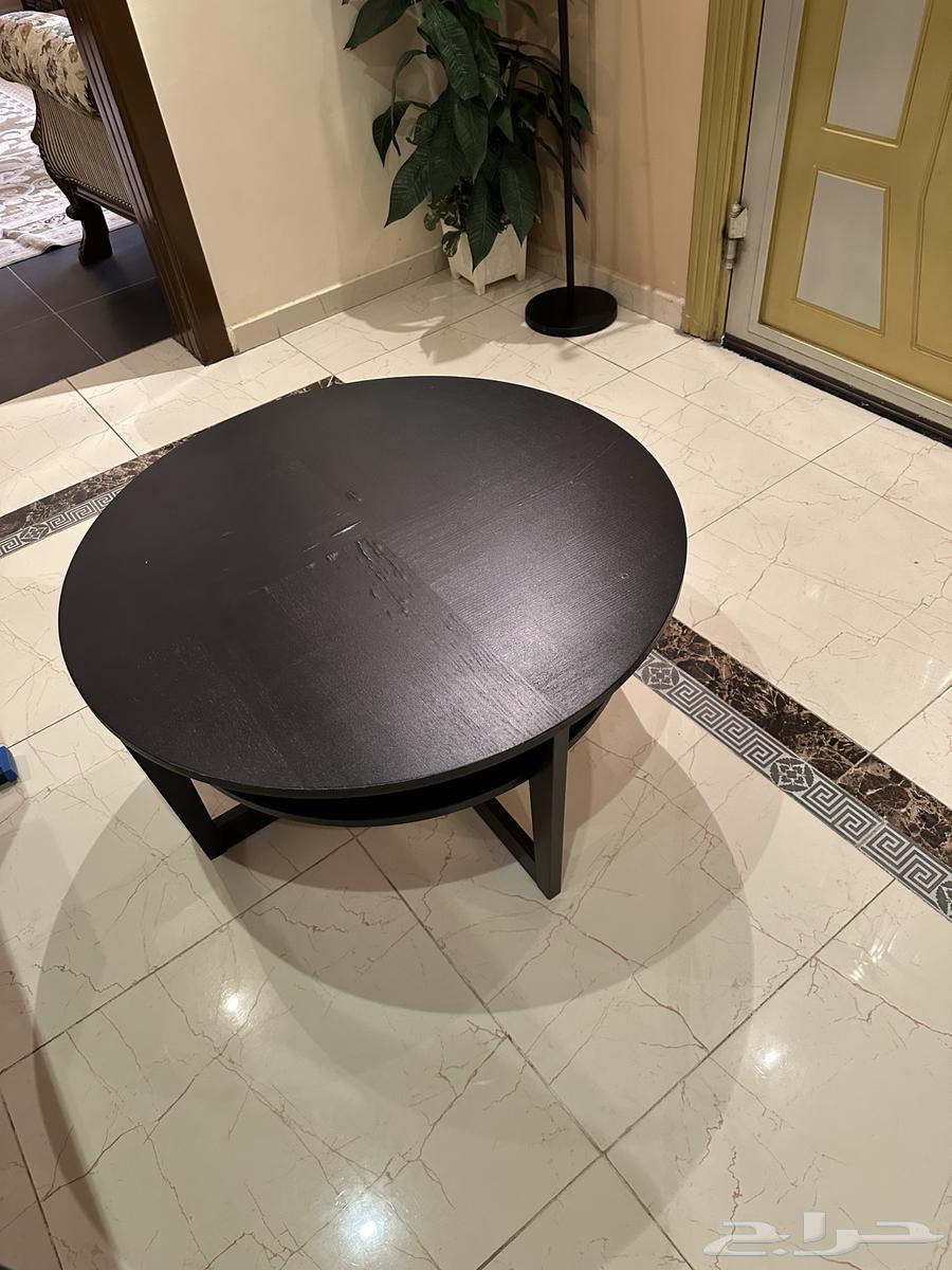 Black PC table, coffee table, and TV stand, all black63681000940803112
