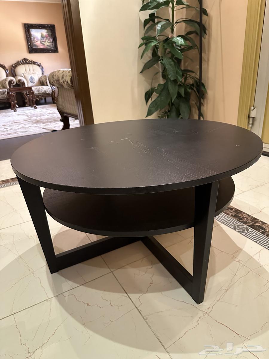Black PC table, coffee table, and TV stand, all black63681000940803113