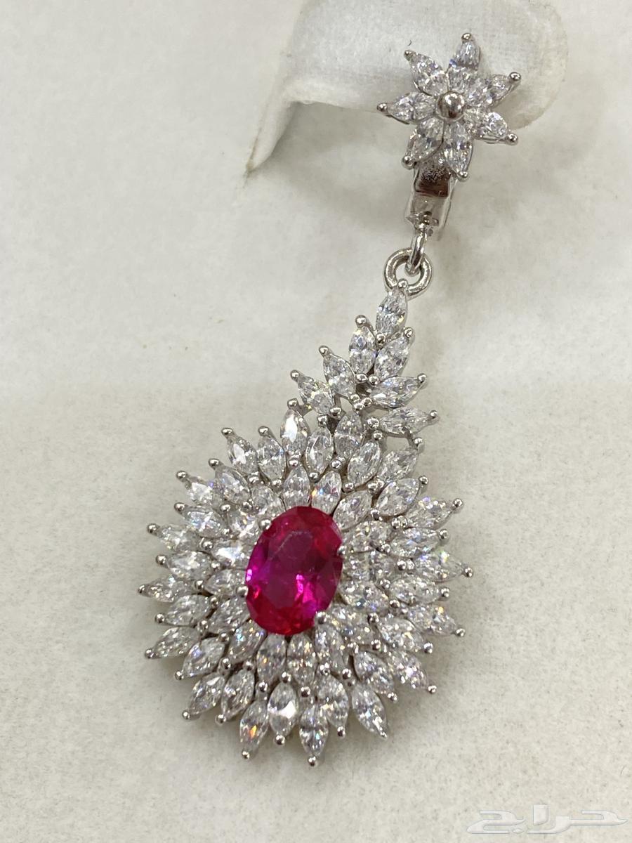 925 Sterling Silver Luxury Set with Red Ruby and Zircon Stones63679025117057114
