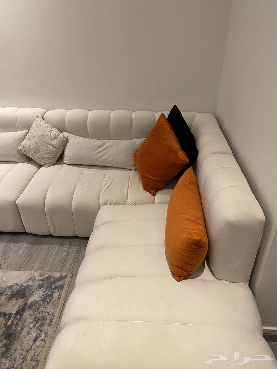 كنب زاوية مخمل بيج63704123035395114