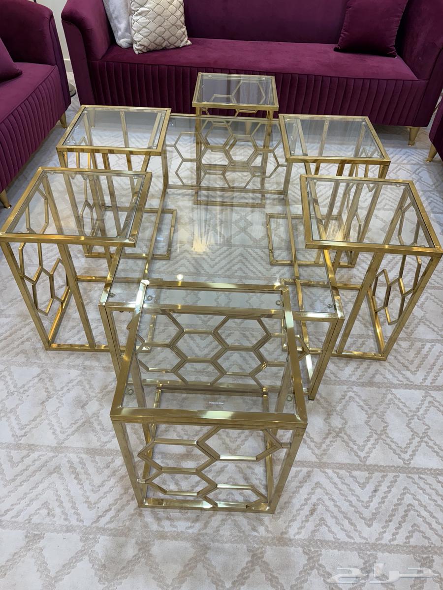 New glass table with golden edges63701702601985110